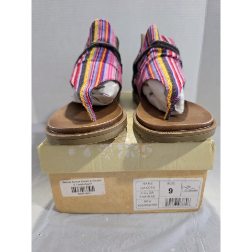 Very G Dakota Pink Blue Striped Sandal‎ Womans Size 9 Denim - Picture 3 of 13